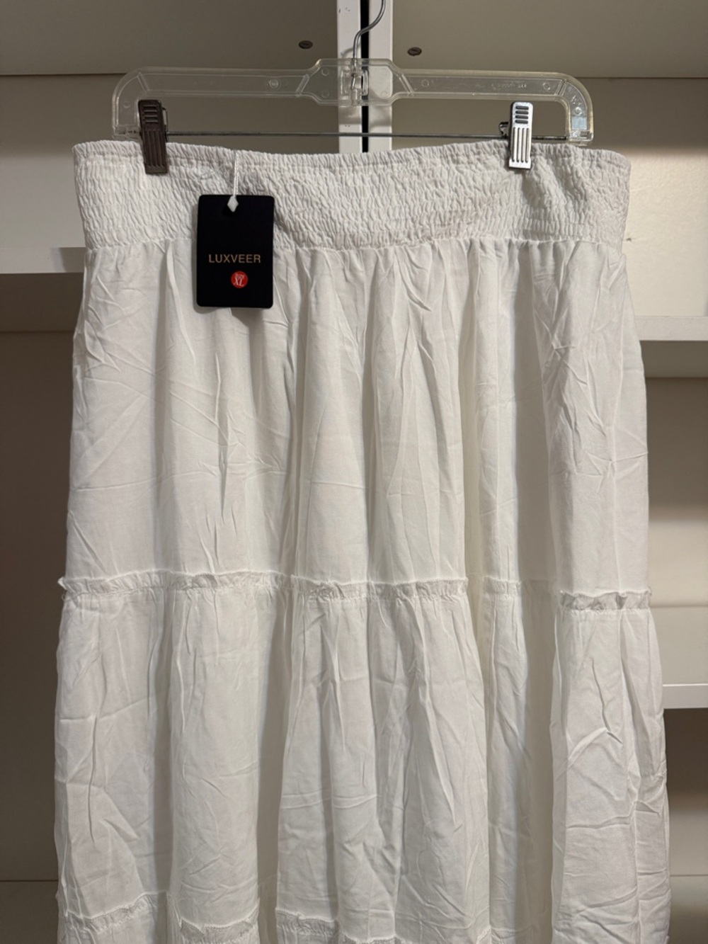 Women’s White Tiered Maxi Skirt — Lightweight Boho Flowy XL - Picture 4 of 7